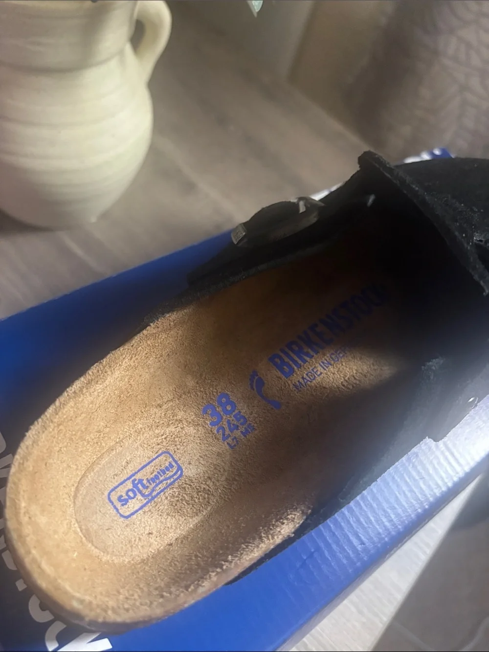 Birkenstock Boston BS Clog - Black and White Box Label